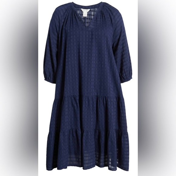 Caslon size L Tiered Swing Dress, Navy***NWT*** - Picture 1 of 5